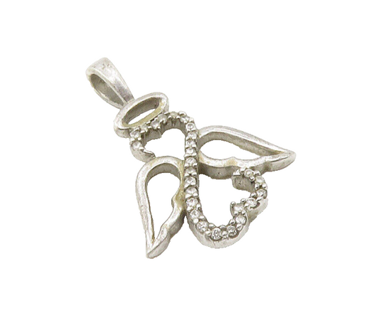 JWBR 925 Silver  Vintage Genuine Diamonds Infinity Heart Angel Pendant PT13683