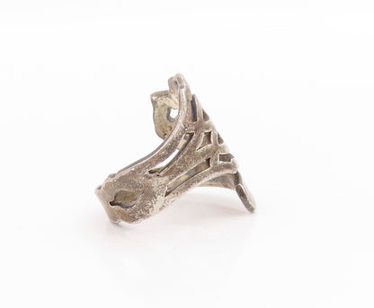 925 Sterling Silver Vintage Ring Cobra Head Cutout Bypass Design  Sz 7  RG33430