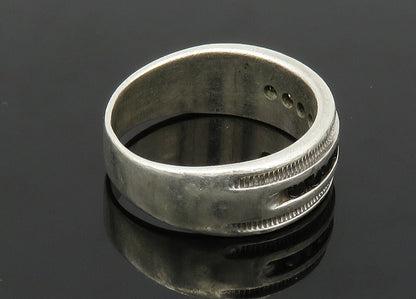 925 Silver  Vintage Genuine Black Diamonds Large Band Ring Sz 12  RG20400