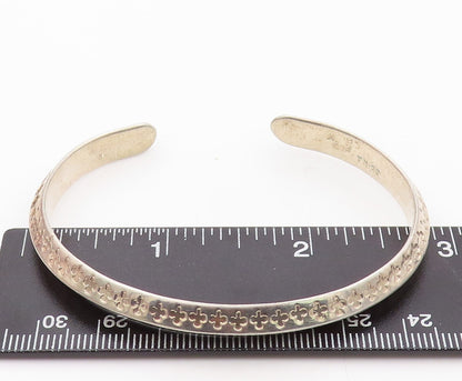 925 Sterling Silver Vintage Bracelet Floral Bands Carved Cuff  BT10788