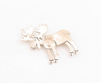 925 Sterling Silver Vintage Brooch Designer Cutout Reindeer  BP11499
