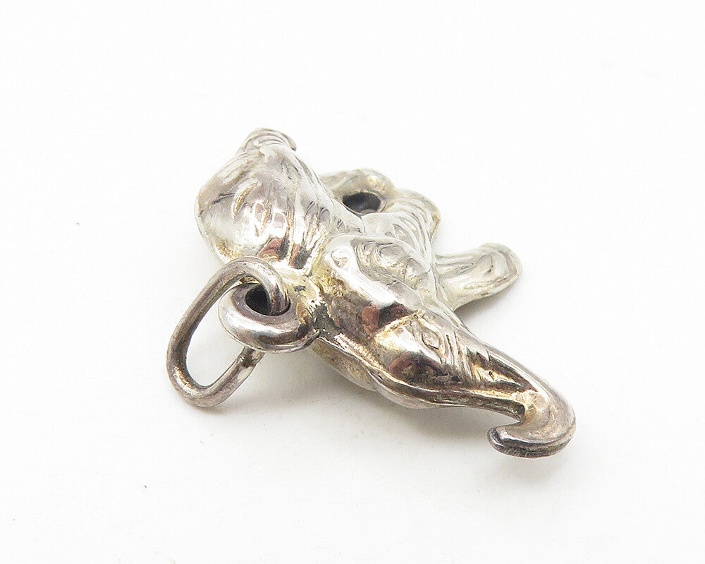 925 Sterling Silver  Vintage Shiny Hollow Elephant Motif Drop Pendant  PT8967