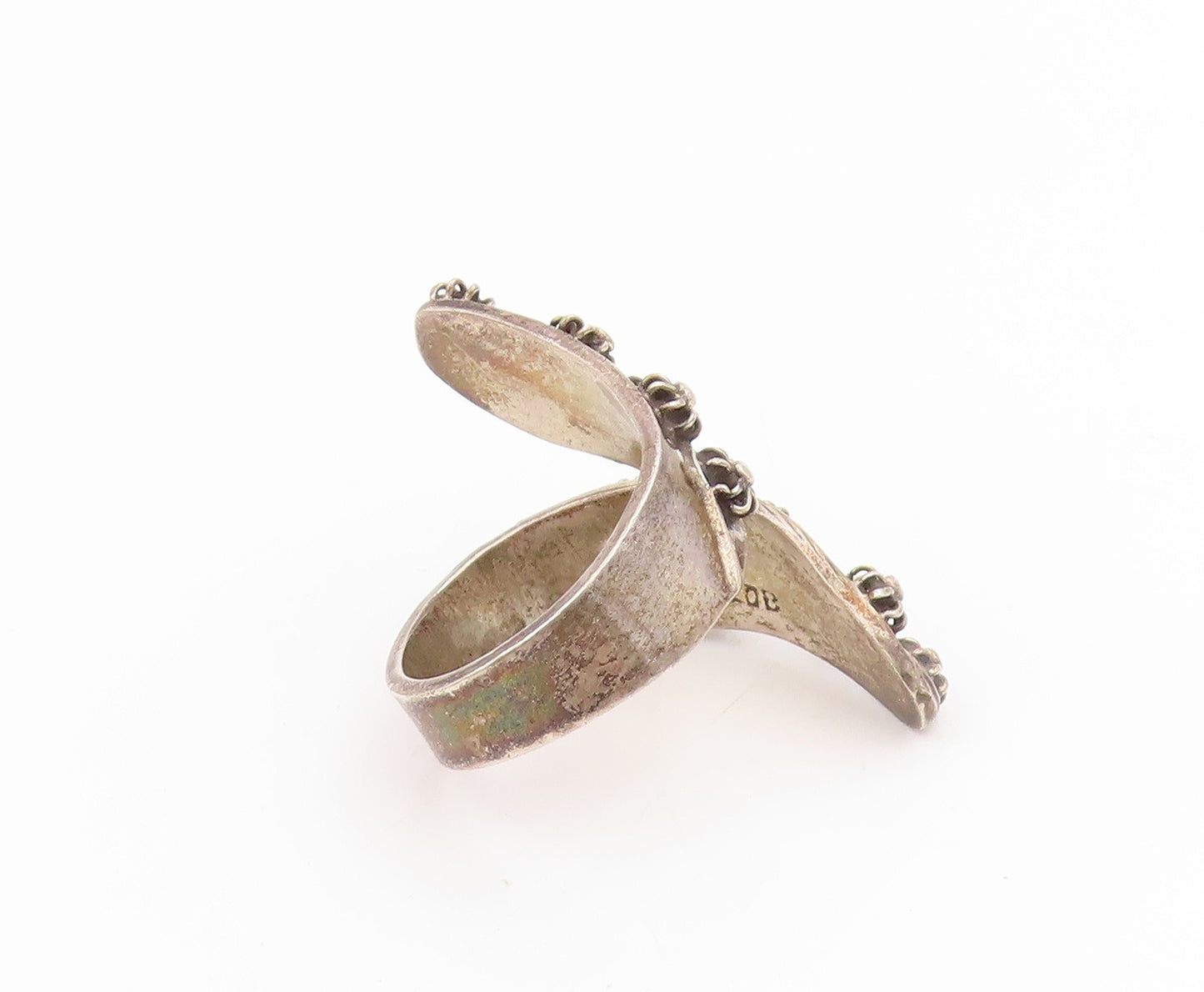 925 Sterling Silver Vintage Ring TAXCO MEXICO Floral Bypass Band  Sz 6  RG35312
