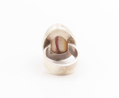 925 Sterling Silver Vintage Ring Oval Cowrie Shell Statement Band  Sz 7  RG33888