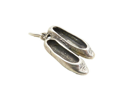 925 Sterling Silver  Vintage Petite Ballet Slipper Motif Drop Pendant  PT6401