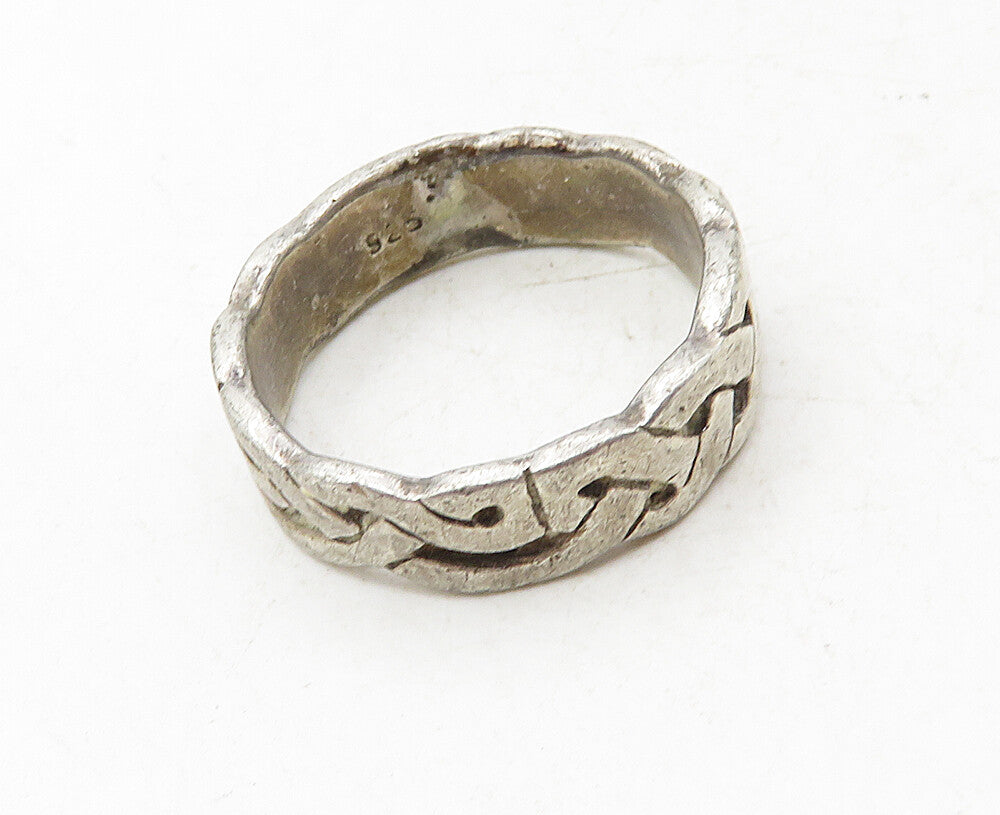925 Sterling Silver  Vintage Petite Celtic Knot Smooth Band Ring Sz 5.5 RG9432
