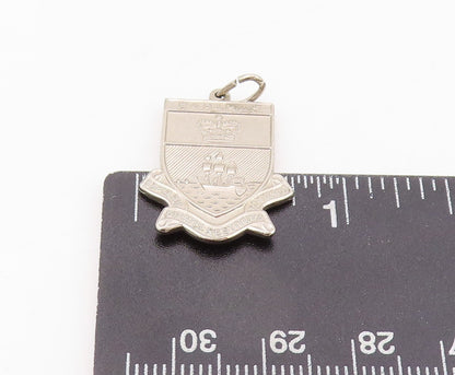 925 Sterling Silver Vintage Pendant Solid Carved Bahamas Navy Badge  PT23921