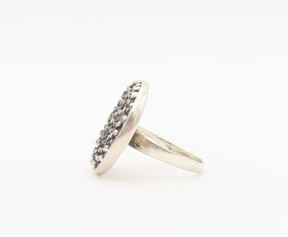 925 Sterling Silver Vintage Ring Minimalist Solid Round Beaded  Sz 6  RG27943