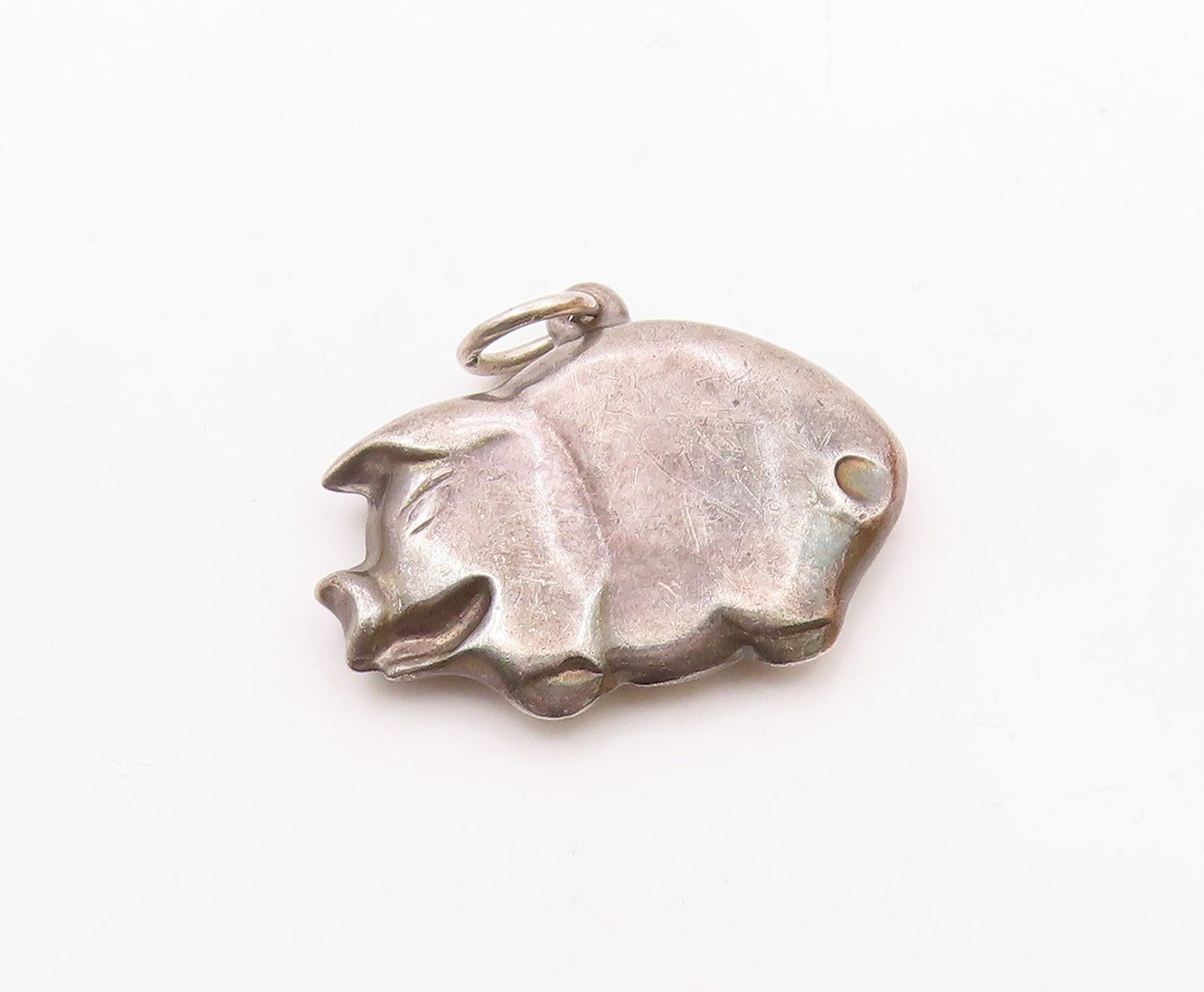 925 Sterling Silver  Vintage Minimalist Hollow Pig Animal Pendant  PT21432