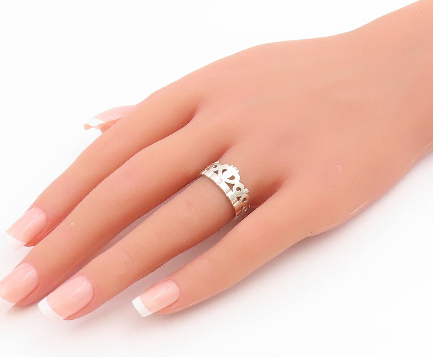 925 Sterling Silver Vintage Ring Minimalist Princess Crown Band  Sz 7  RG34851