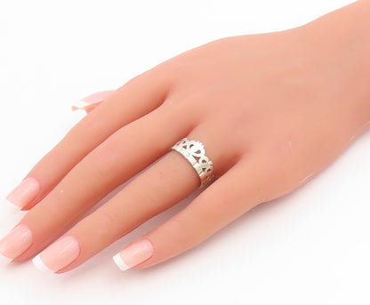 925 Sterling Silver Vintage Ring Minimalist Princess Crown Band  Sz 7  RG34851