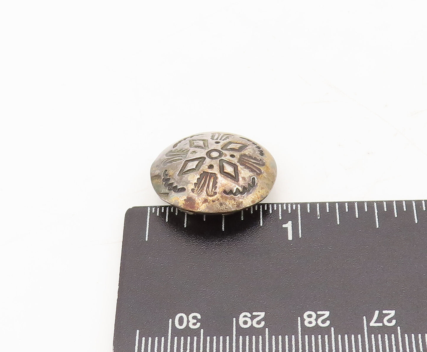 NAVAJO 925 Sterling Silver Vintage Carved Southwestern Button Cover TR3673