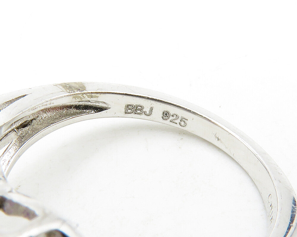 925 Sterling Silver  Amethyst Love Heart Split Cocktail Ring Sz 5.5  RG13470