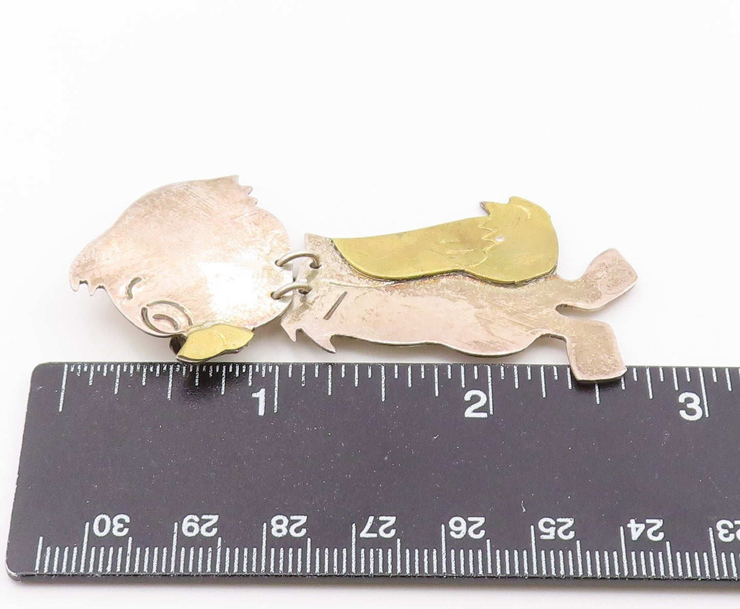MEXICO 925 Sterling Silver  Vintage Two Tone Linked Bird Brooch Pin  BP3552