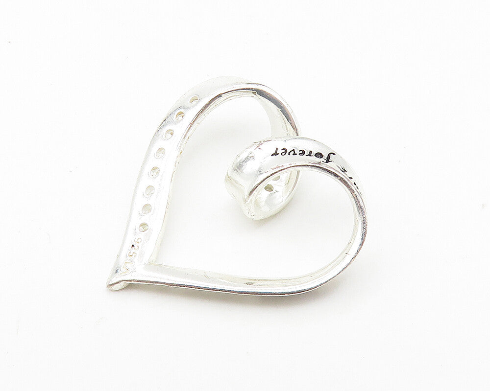 925 LA Sterling Silver  Sparkling Topaz Open Love Heart Pendant  PT8661