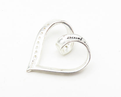 925 LA Sterling Silver  Sparkling Topaz Open Love Heart Pendant  PT8661