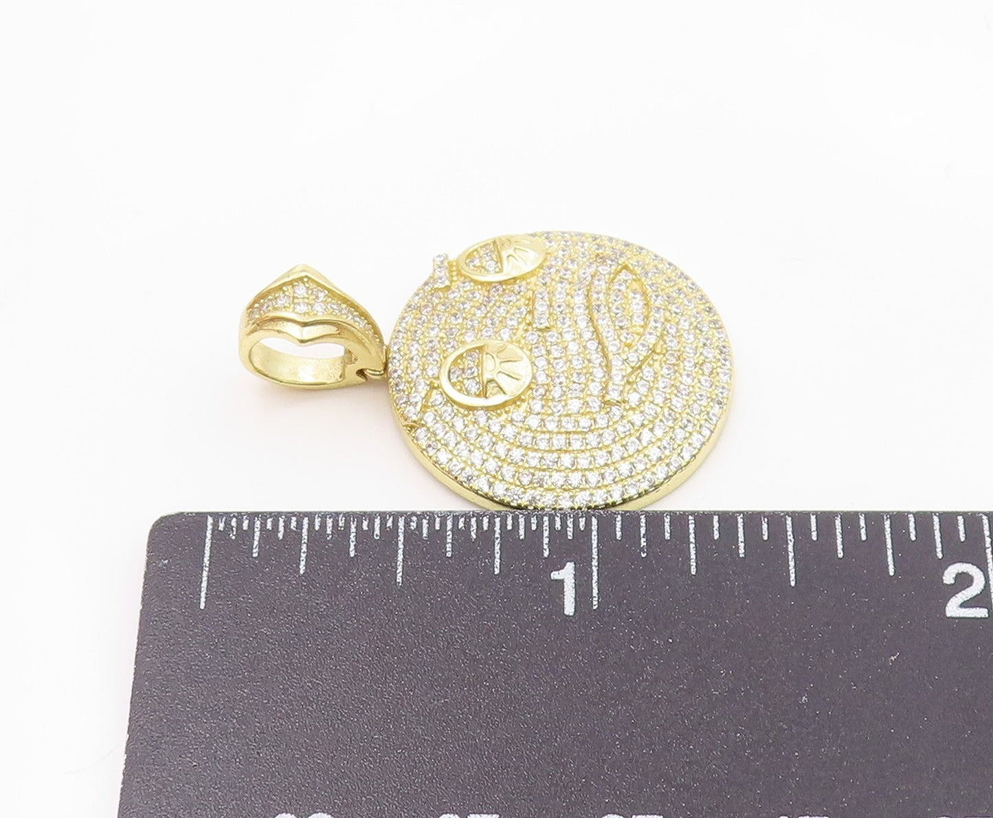 925 Sterling Silver  Vintage Cubic Zirconia Encrusted Face Pendant  PT19120