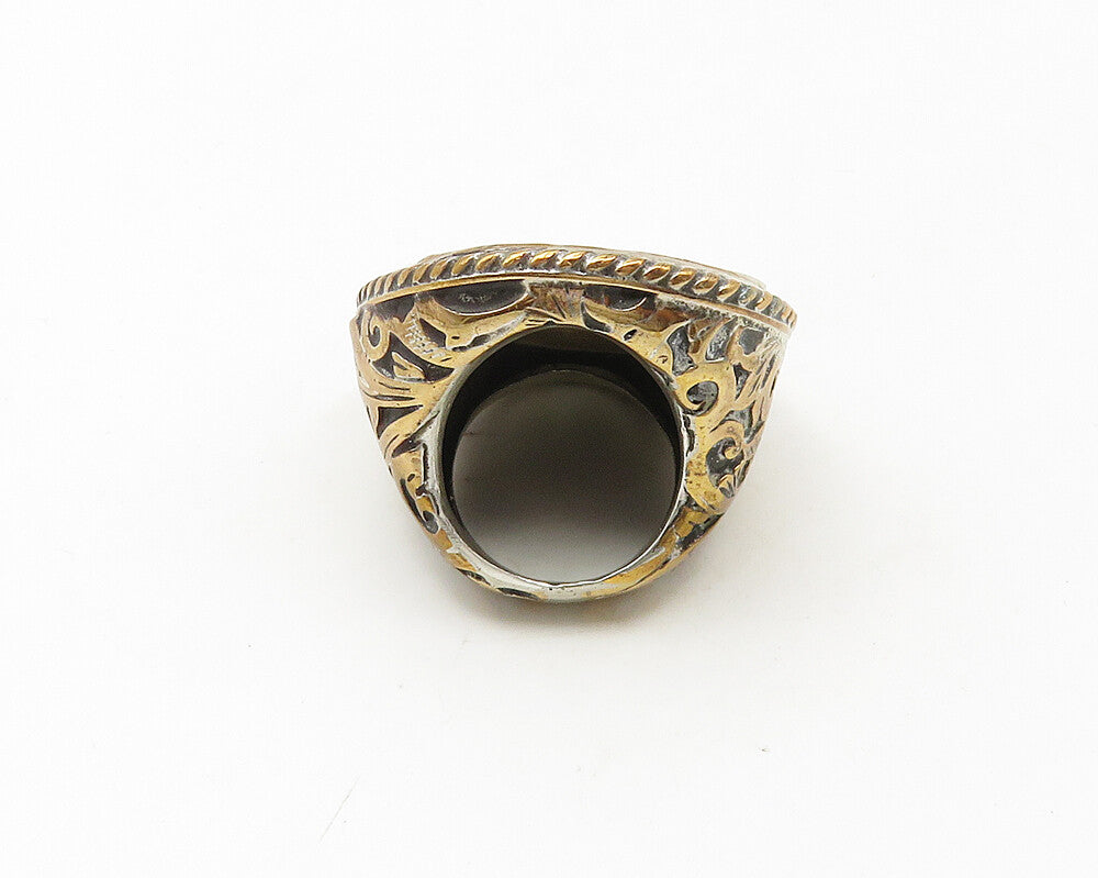 925 Sterling Silver  Vintage Mother Of Pearl Royal Cocktail Ring Sz 5  RG18852
