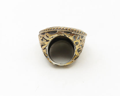 925 Sterling Silver  Vintage Mother Of Pearl Royal Cocktail Ring Sz 5  RG18852