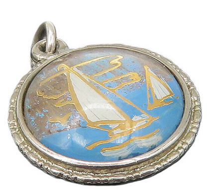 925 Sterling Silver  Vintage Ocean City New Jersey Sail Boat Pendant  PT9362