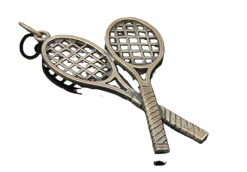 AVEDON 925 Sterling Silver  Vintage Dark Tone Tennis Rackets Pendant  PT12692