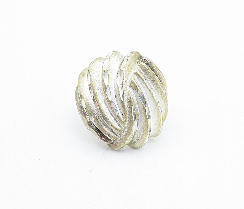 925 Sterling Silver  Vintage Modernist Shiny Etched Band Ring Sz 6  RG4241