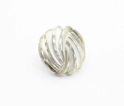 925 Sterling Silver  Vintage Modernist Shiny Etched Band Ring Sz 6  RG4241