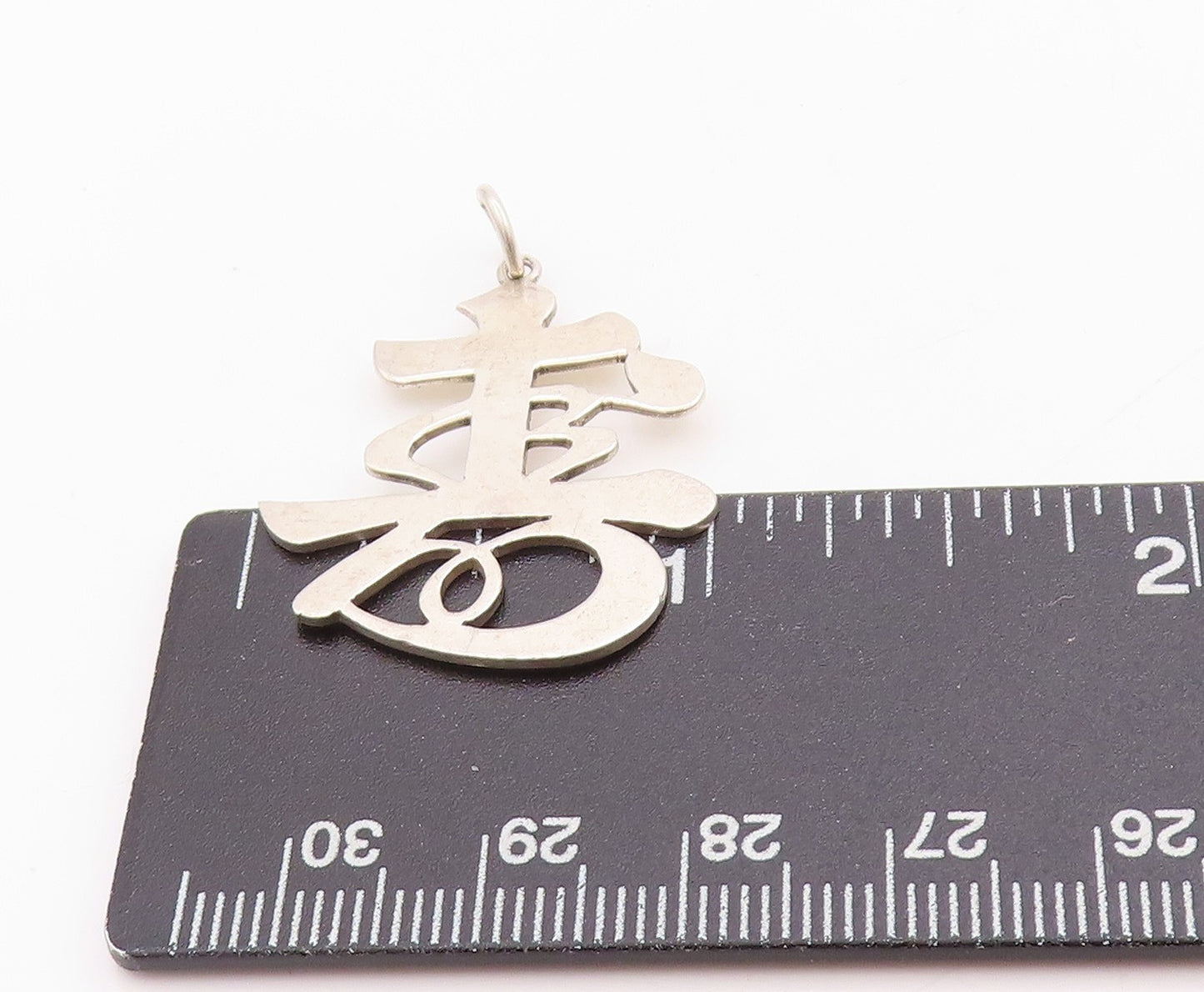 925 Sterling Silver Vintage Pendant Shou Symbol Chinese Longevity Charm  PT24784