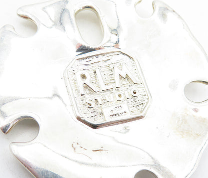 RLM STUDIO 925 Silver  Vintage Shiny Shield Shape Sand Dollar Pendant  PT4487