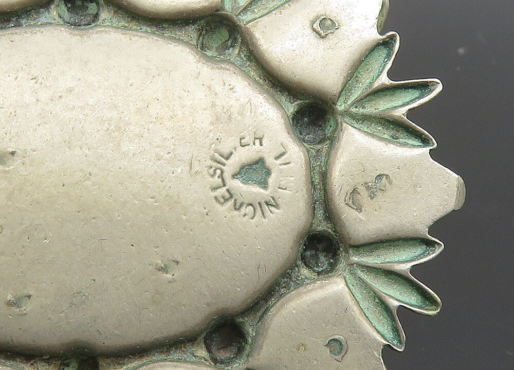 BELL 925 Sterling Silver  Vintage Turquoise Floral Motif Pendant  PT16778