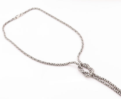 925 Sterling Silver Vintage Necklace Solid Inter woven Twisted Rope  NE4273