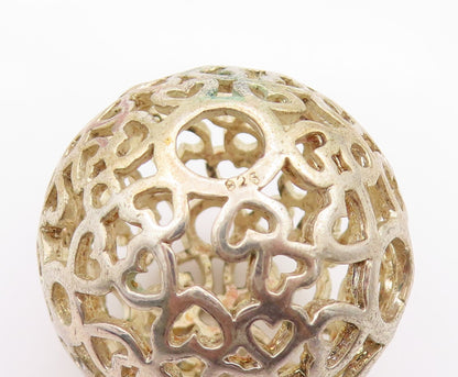 925 Sterling Silver Vintage Pendant Brutalist Cutout Sphere PT24364