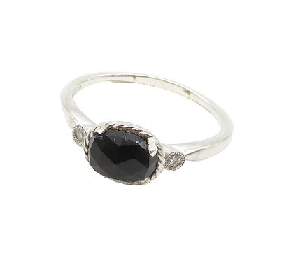 GABRIEL & CO. 925 Silver  Hematite & Genuine Diamonds Band Ring Sz 10  RG16109