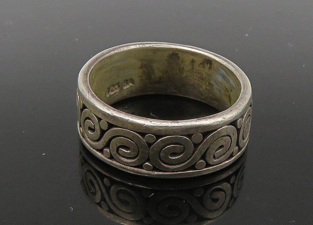BALI 925 Sterling Silver  Vintage Swirl Pattern Band Ring Sz 7  RG22767