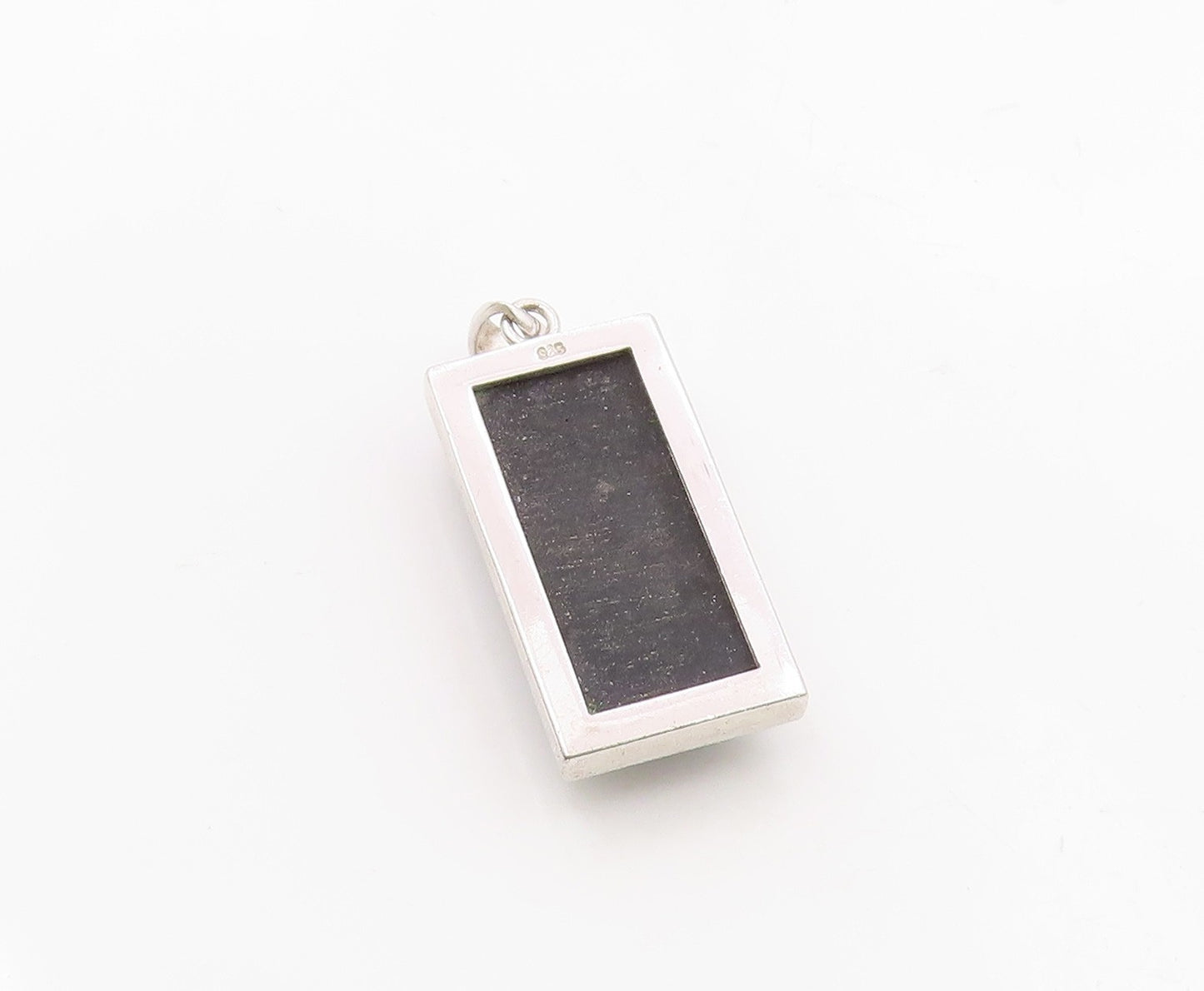 925 Sterling Silver  Faceted Black Hematite Square Drop Pendant  PT11638