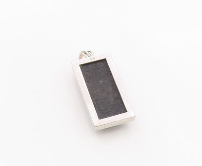 925 Sterling Silver  Faceted Black Hematite Square Drop Pendant  PT11638