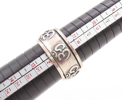 925 Sterling Silver Vintage Ring Spinner Religious OM Carved  Sz 12  RG31597