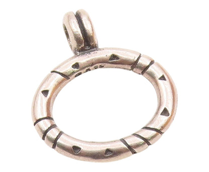 925 Silver  Vintage Carved Lines & Triangles Open Oval Drop Pendant  PT21787