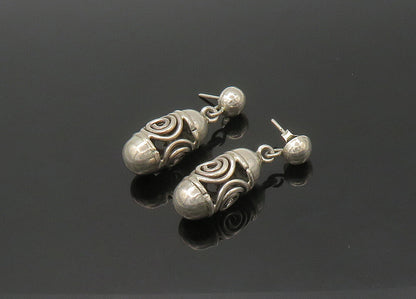MEXICO 925 Silver  Vintage Spiral Detail Hollow Dangle Earrings  EG10864