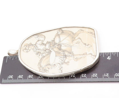 925 Sterling Silver Vintage Pendant Large Enameled Royal Soldier  PT23983