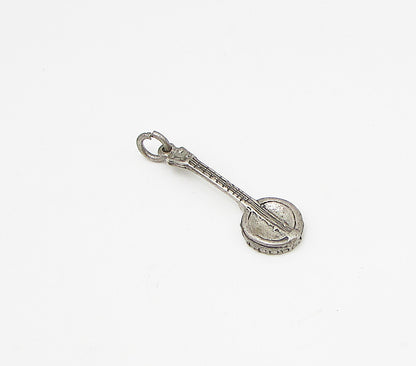 925 Sterling Silver  Vintage Banjo Charm Pendant  PT2181
