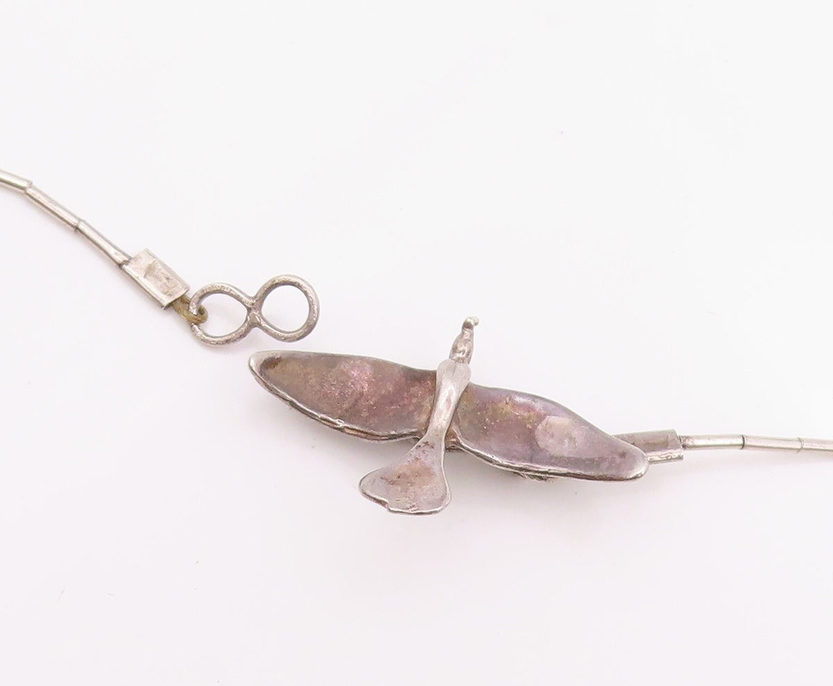 Solid Silver Vintage Necklace Designer Dark Tone Animal Kingdom  NE4460