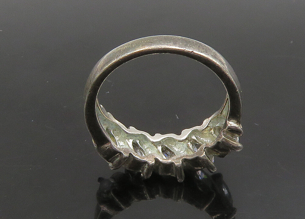 925 Sterling Silver  Vintage Cubic Zirconia 5 Stone Band Ring Sz 6  RG23505