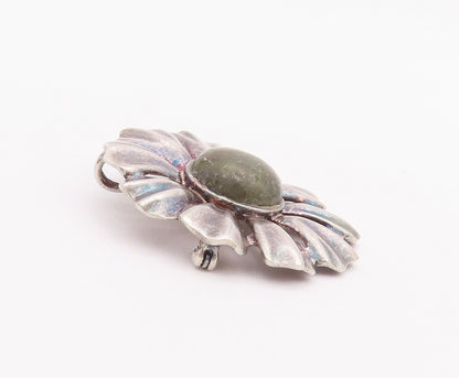 925 Sterling Silver Vintage Brooch Pin Ireland Connemara Marble Flower  BP10774