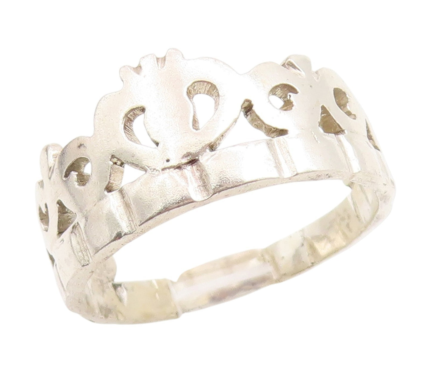 925 Sterling Silver Vintage Ring Minimalist Princess Crown Band  Sz 7  RG34851