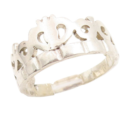 925 Sterling Silver Vintage Ring Minimalist Princess Crown Band  Sz 7  RG34851