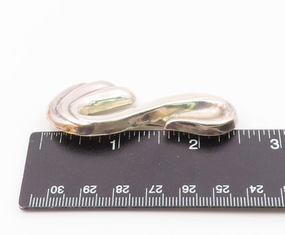 925 Sterling Silver  Vintage Shiny Hollow SShape Swirl Brooch Pin  BP8856