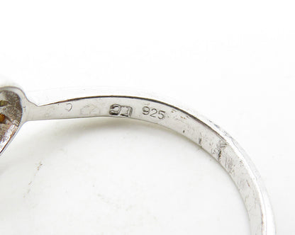 925 Sterling Silver  Vintage Citrine Open Love Heart Band Ring Sz 7  RG19871