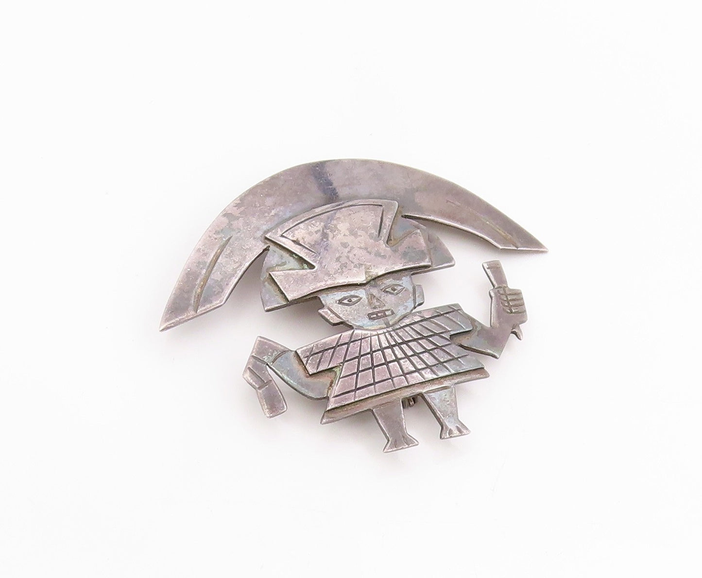 925 Sterling Silver Vintage Brooch GRAZIELLA LAFFI Warrior Man Chief   BP11819
