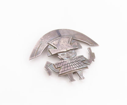 925 Sterling Silver Vintage Brooch GRAZIELLA LAFFI Warrior Man Chief   BP11819